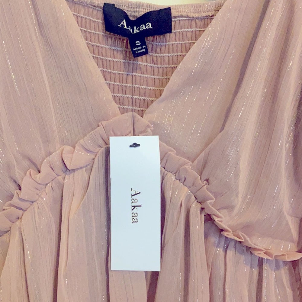 SANGRIAS AND SUNSHINE LONG SLEEVE BABYDOLL TOP (VINTAGE BLUSH) SMALL - Picture 4 of 4